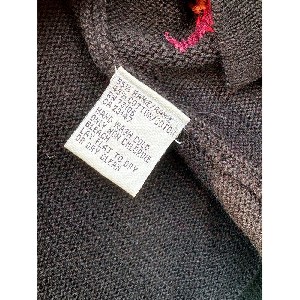 Vintage Talbots Artsy Embroidered Autumn Leaf Cardigan Sweater wood Buttons Fall - Picture 3 of 10